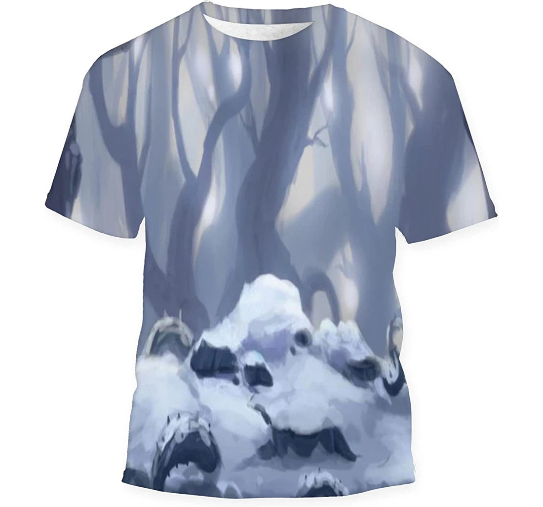 Snow Forest Fiction Backdrop Concept Art - 3D Printed T-shirt, Long Sleeves Shirt