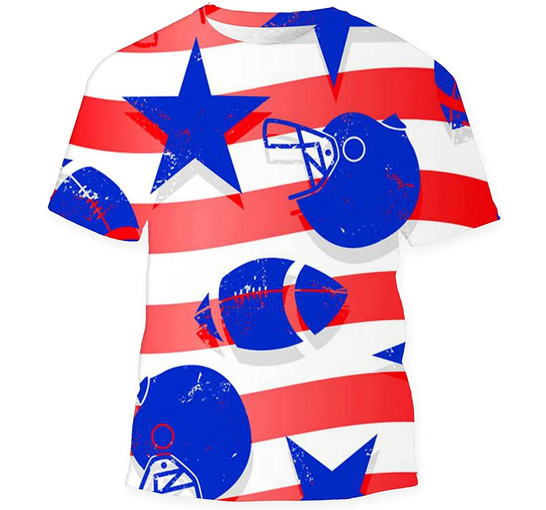 Stars Stripes Football - 3D Printed T-shirt, Long Sleeves Shirt