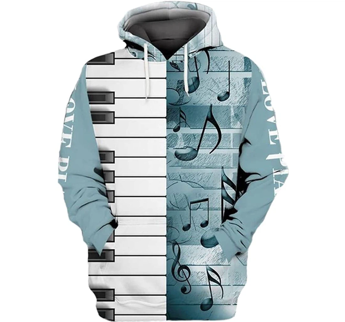 Piano Keys Notes Music - 3D Printed Pullover Hoodie