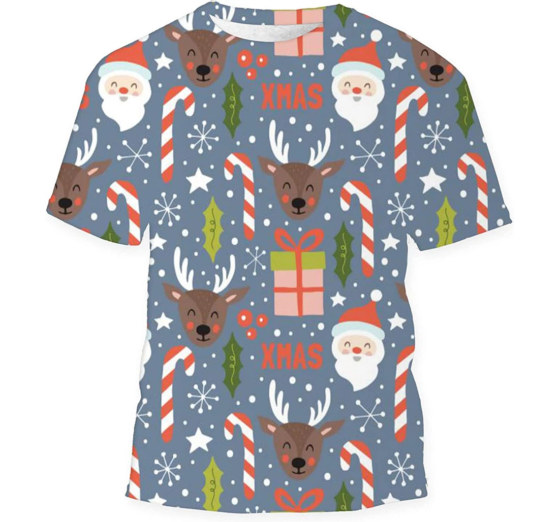 Christmas Holiday Santa Reindeer - 3D Printed T-shirt, Long Sleeves Shirt