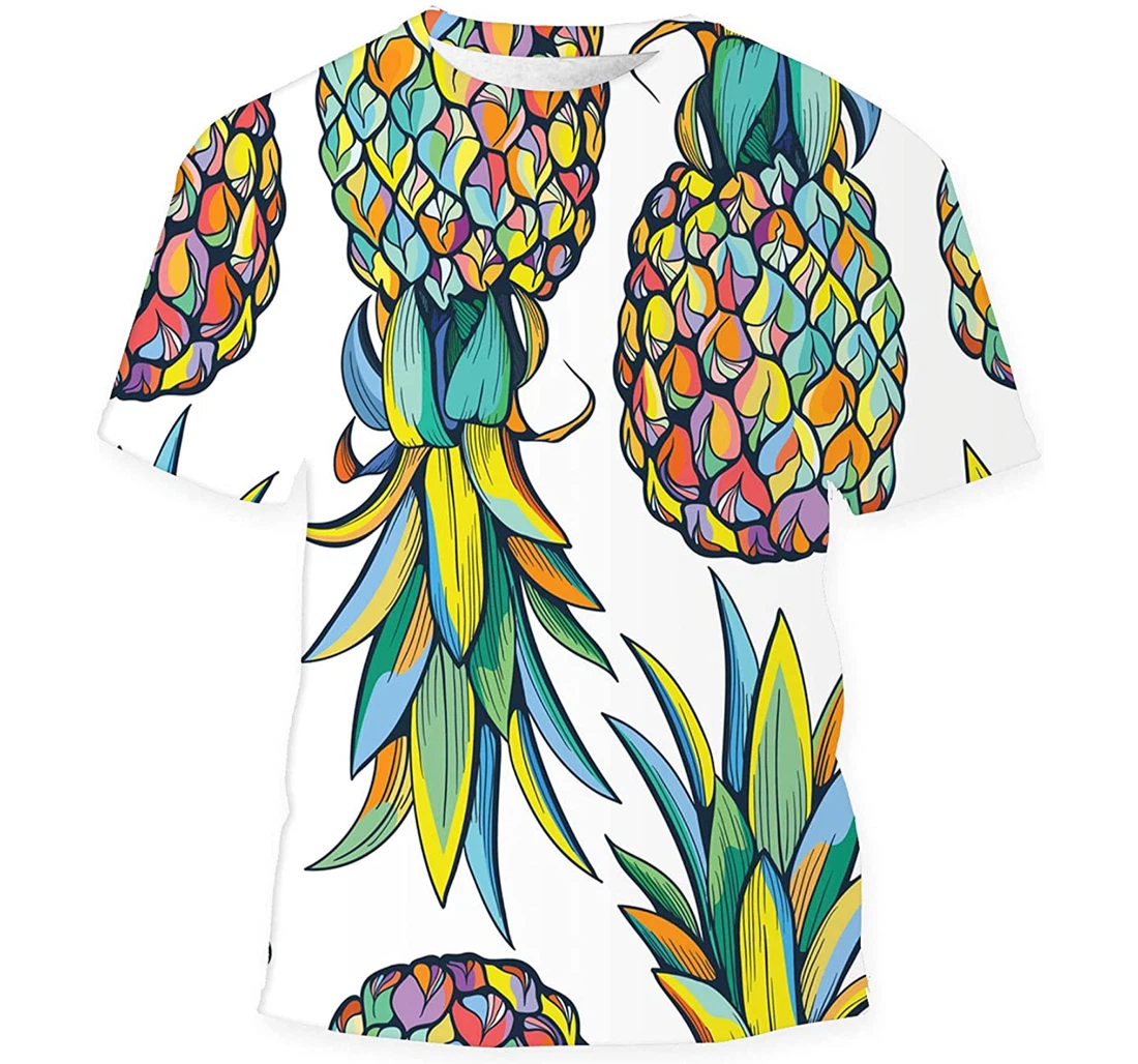 Colorful Pineapples - 3D Printed T-shirt, Long Sleeves Shirt