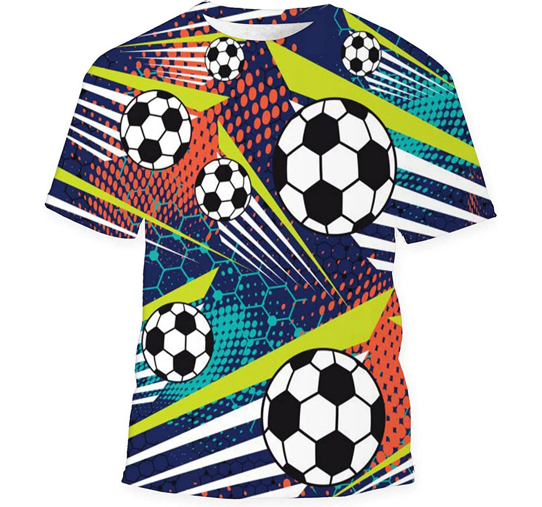 Abstract Geometric Football Soccer Ball Elements - 3D Printed T-shirt, Long Sleeves Shirt