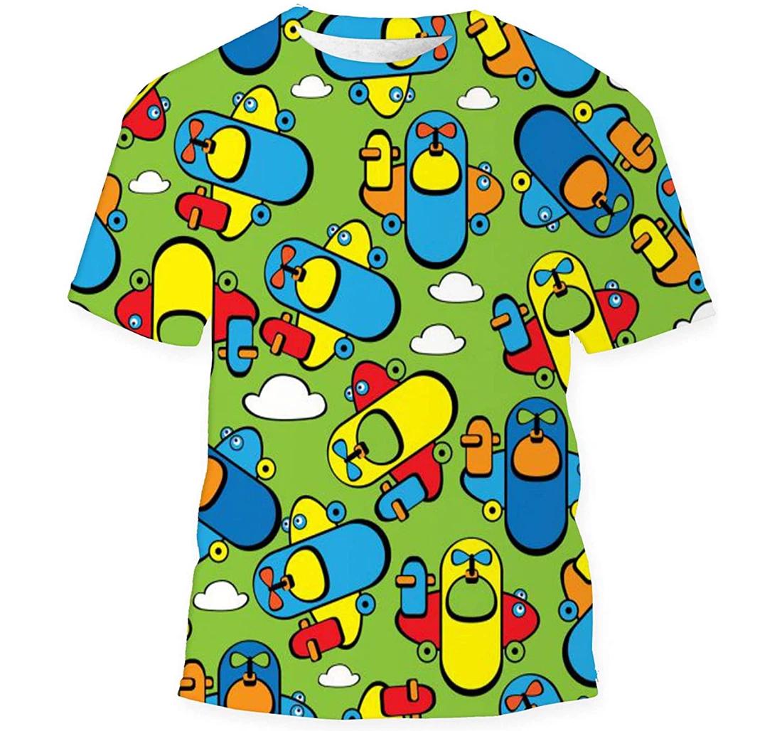 Colorful Toy Airplane - 3D Printed T-shirt, Long Sleeves Shirt