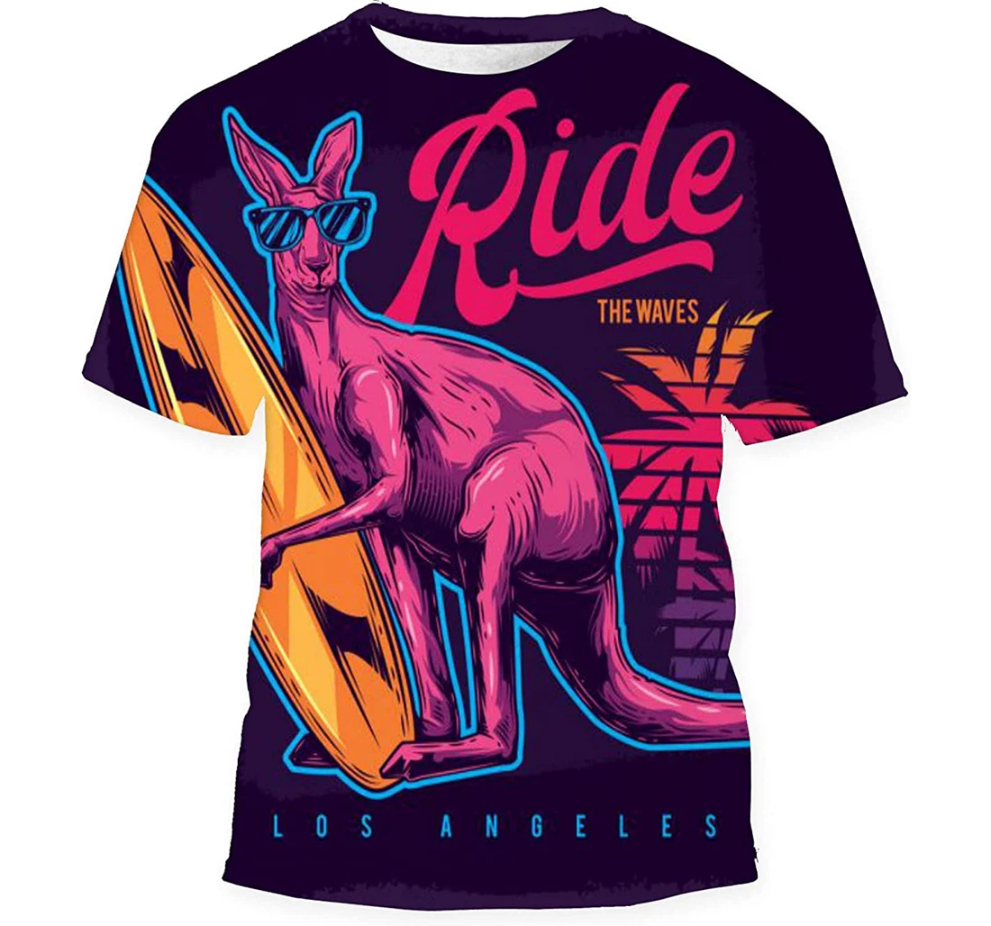 Original Neon Style Kangaroo - 3D Printed T-shirt, Long Sleeves Shirt