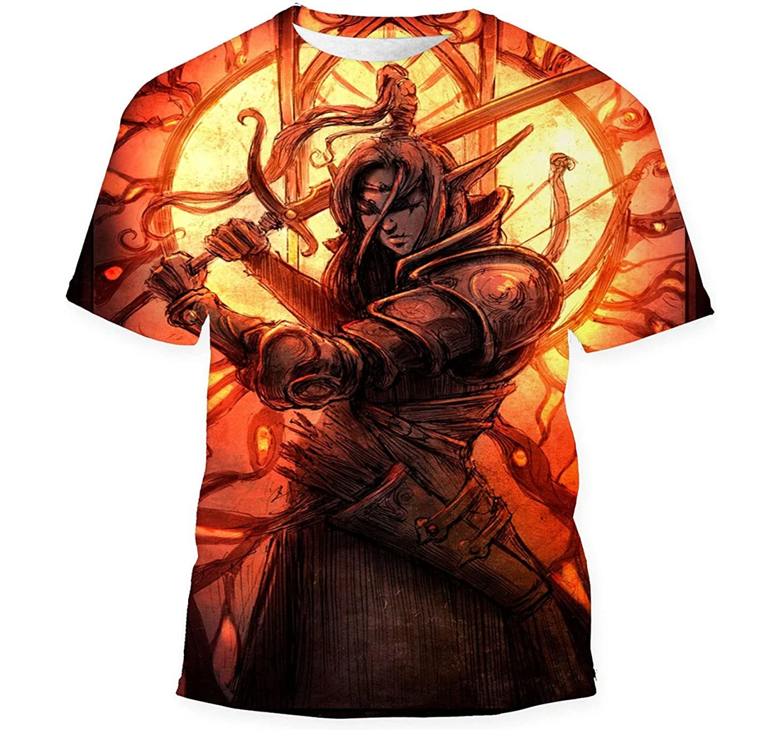 Elf Swordsman Long Curved Sword His - 3D Printed T-shirt, Long Sleeves Shirt