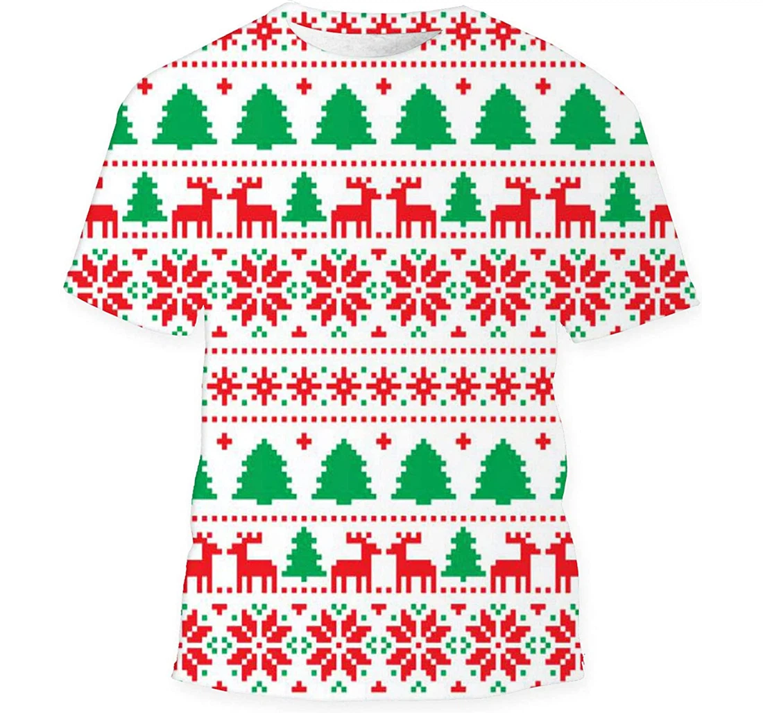 New Years Christmas Pixel - 3D Printed T-shirt, Long Sleeves Shirt