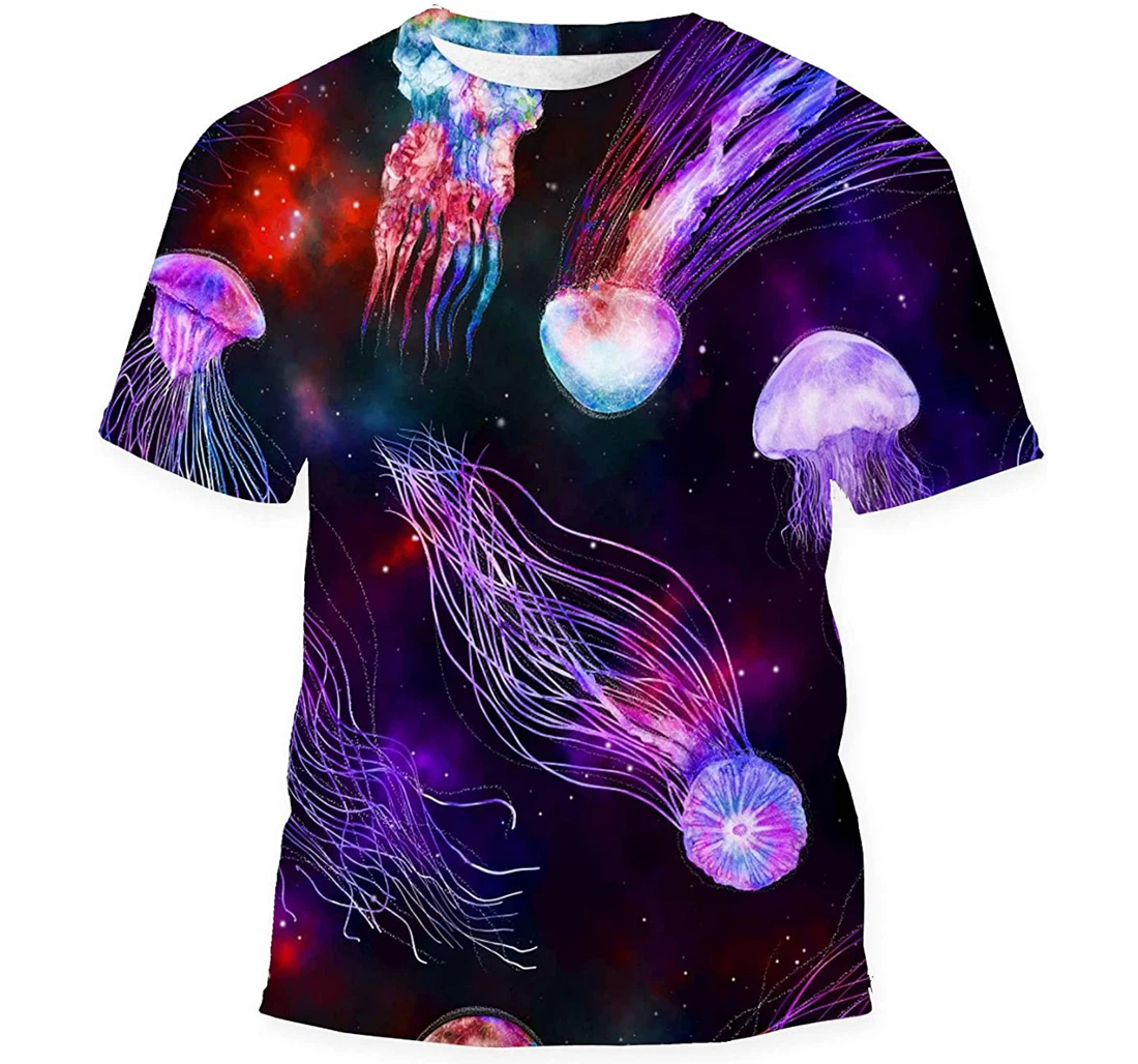 Jellyfish Space Colorful Repeat - 3D Printed T-shirt, Long Sleeves Shirt