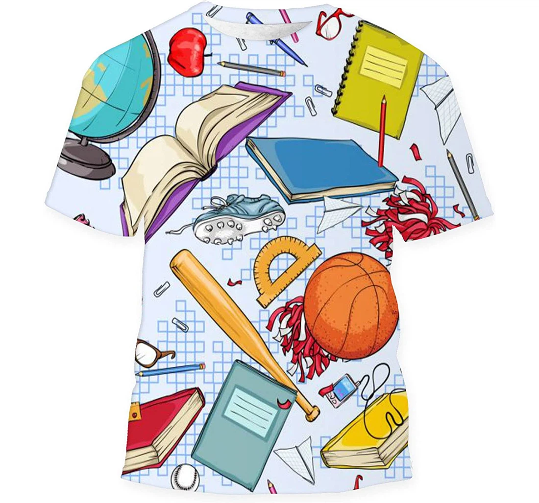 Back School Background - 3D Printed T-shirt, Long Sleeves Shirt