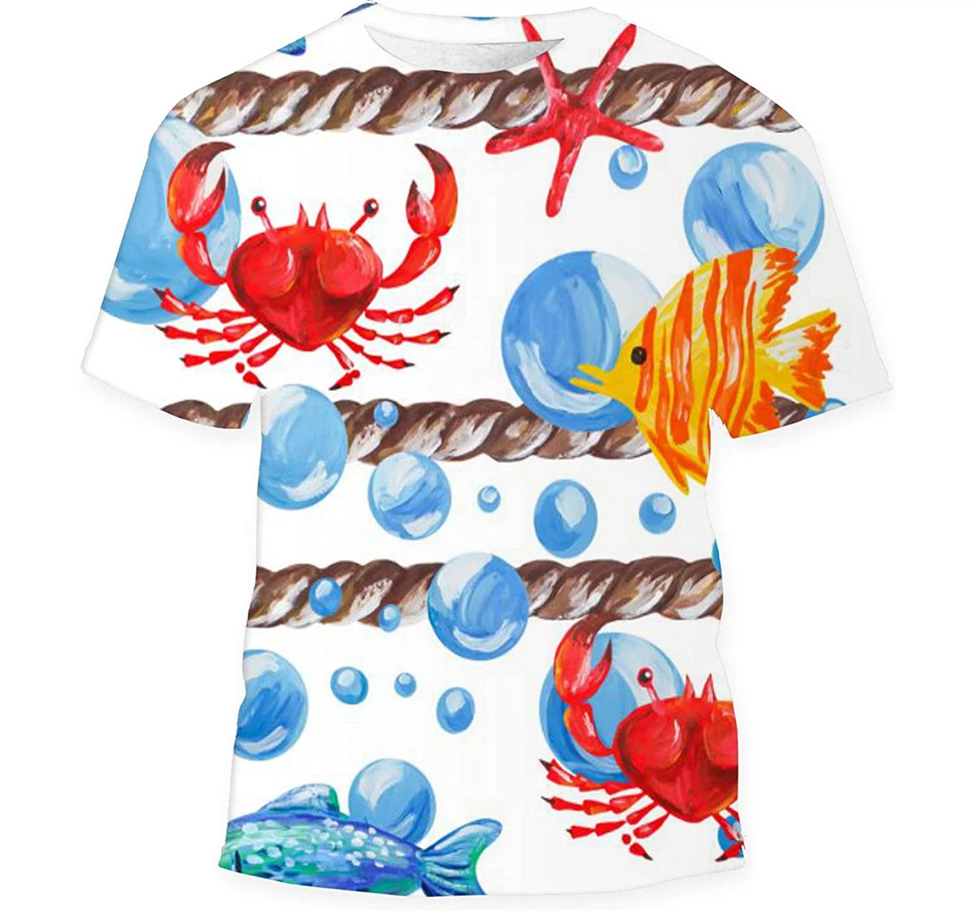 Marine Acrylic Paint Hand Drawn - 3D Printed T-shirt, Long Sleeves Shirt