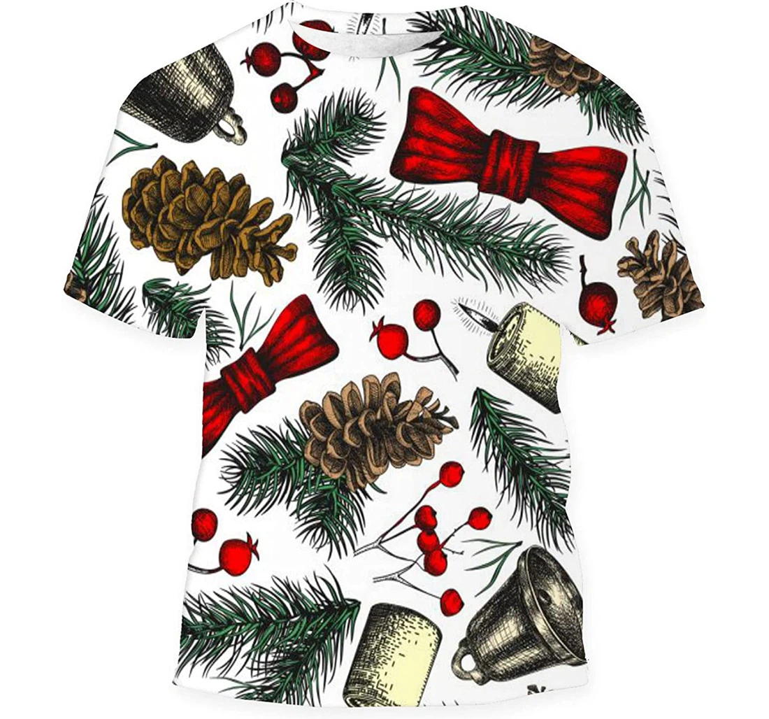 Christmas Sprigs Spruce Cones - 3D Printed T-shirt, Long Sleeves Shirt