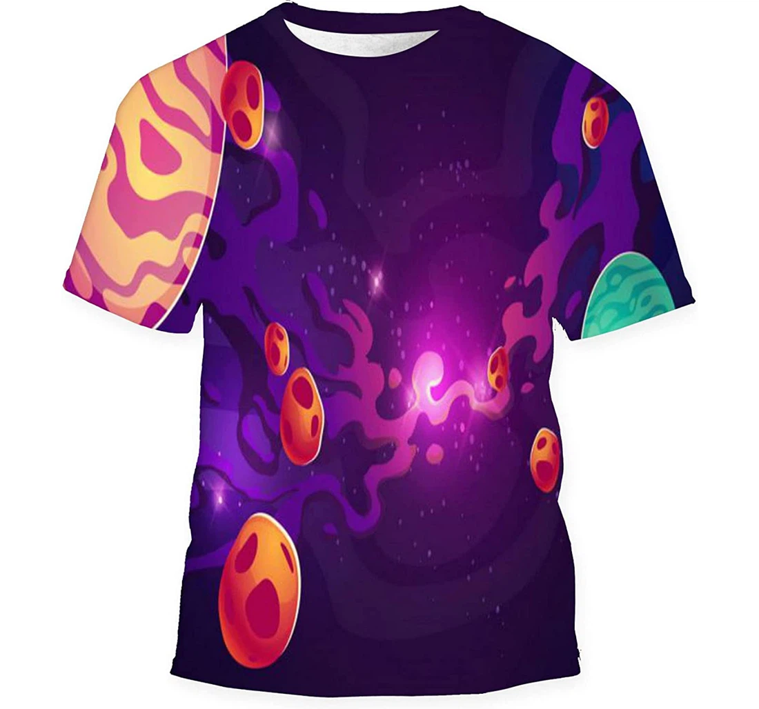 Planets Outer Space Satellites Meteors Asteroids - 3D Printed T-shirt, Long Sleeves Shirt