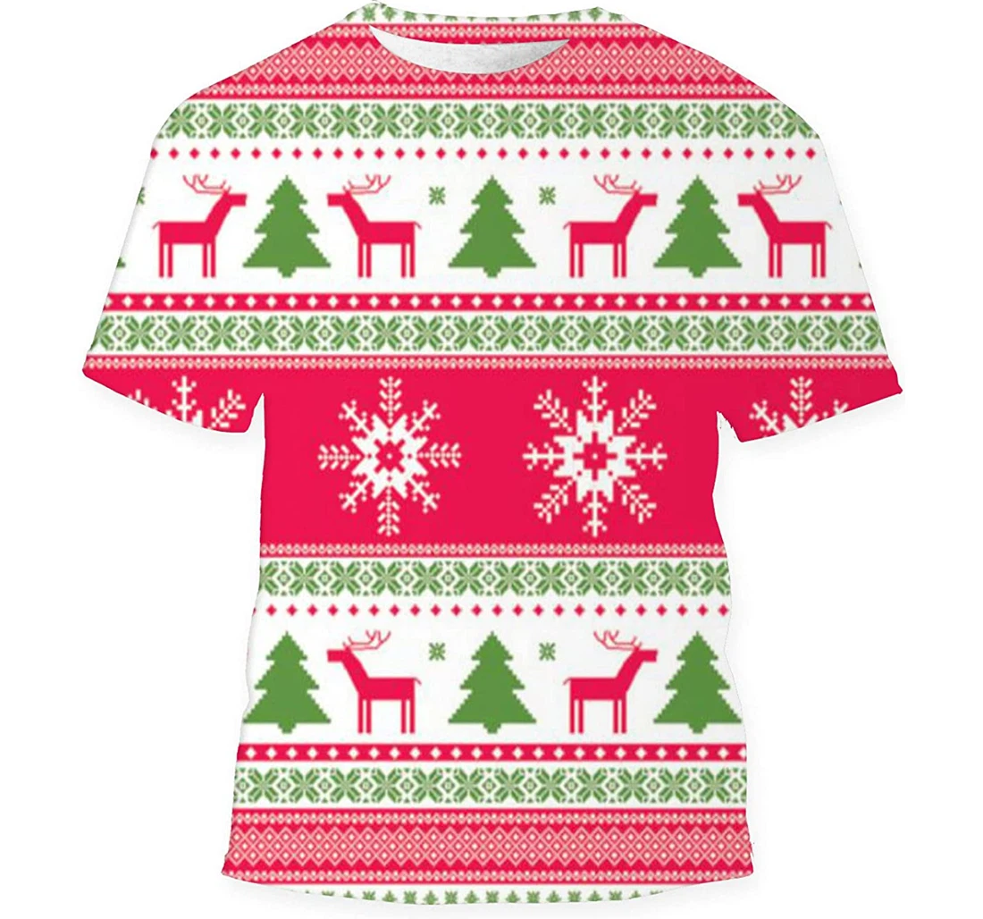 Christmas Traditional Ornamental Knitted - 3D Printed T-shirt, Long Sleeves Shirt