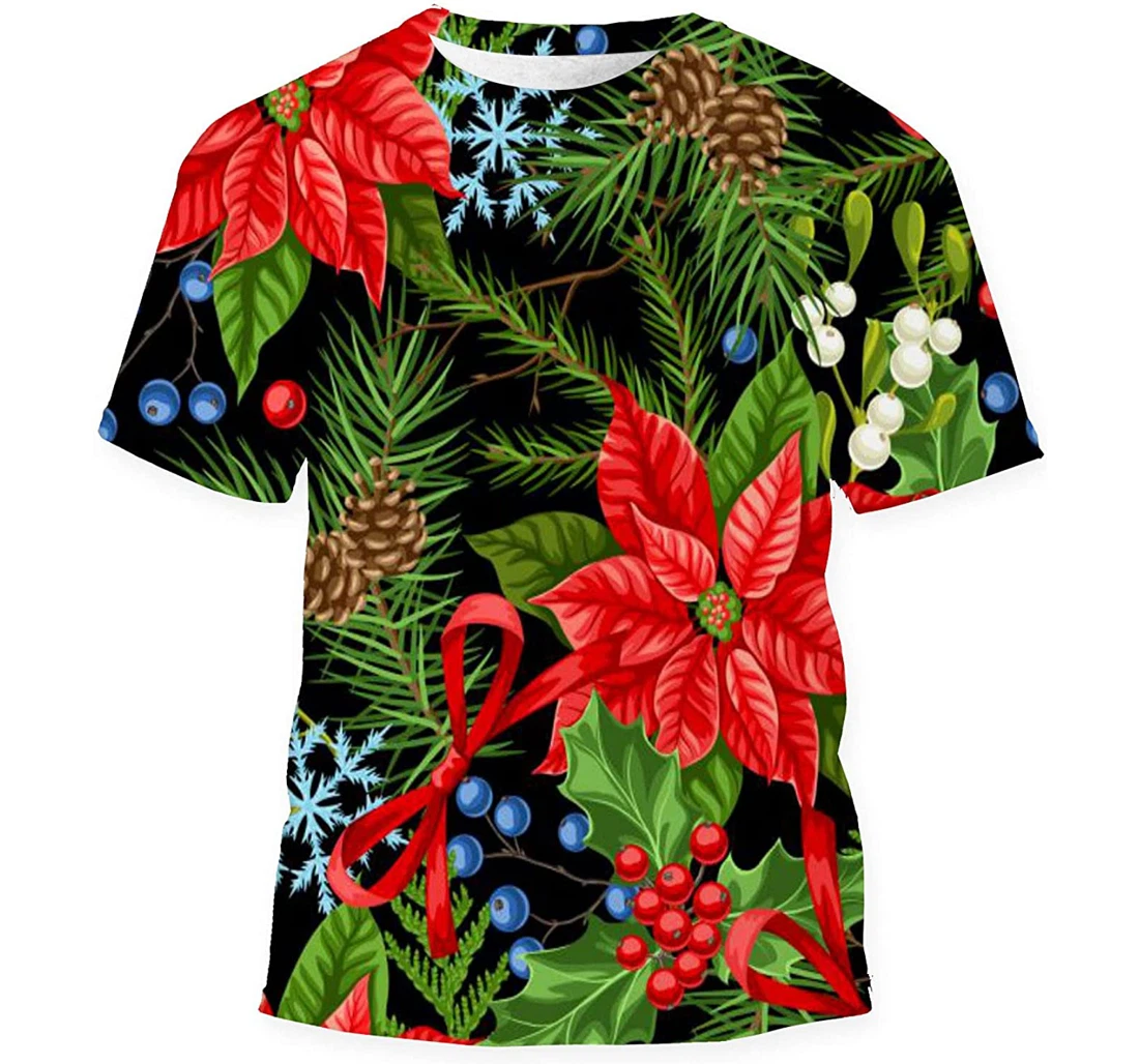 Winter Plants Merry Christmas - 3D Printed T-shirt, Long Sleeves Shirt