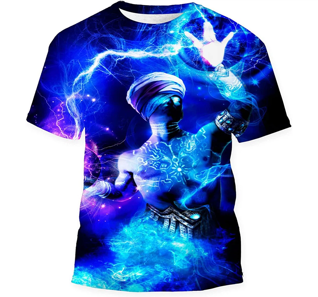 Mighty Star Genie Turban Burning Blue - 3D Printed T-shirt, Long Sleeves Shirt