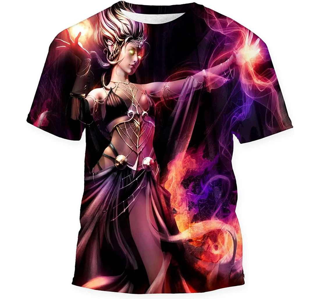 Priestess Fire Revealing Dress Conjures - 3D Printed T-shirt, Long Sleeves Shirt