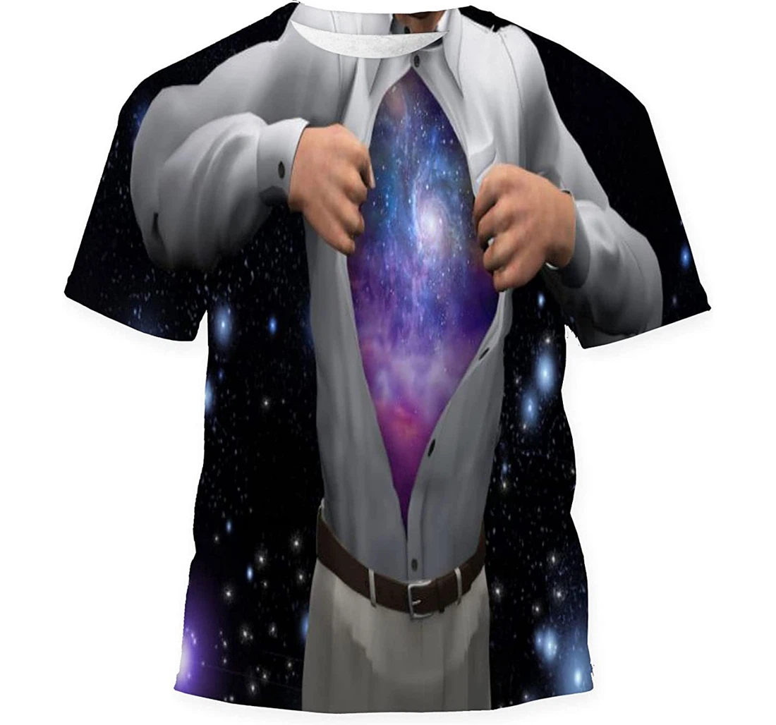 Man Opens Reveal Galaxies - 3D Printed T-shirt, Long Sleeves Shirt