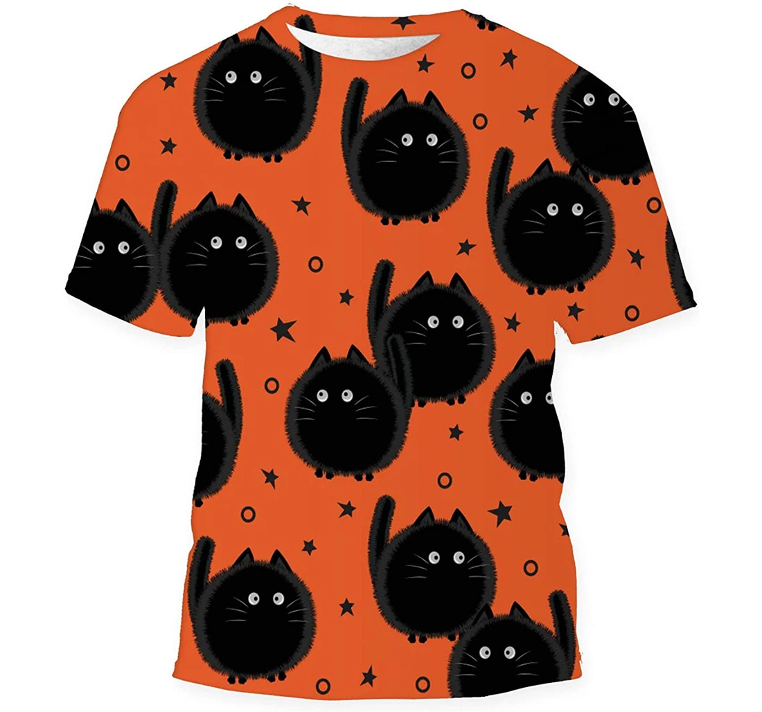 Halloween Spooky Cats On - 3D Printed T-shirt, Long Sleeves Shirt