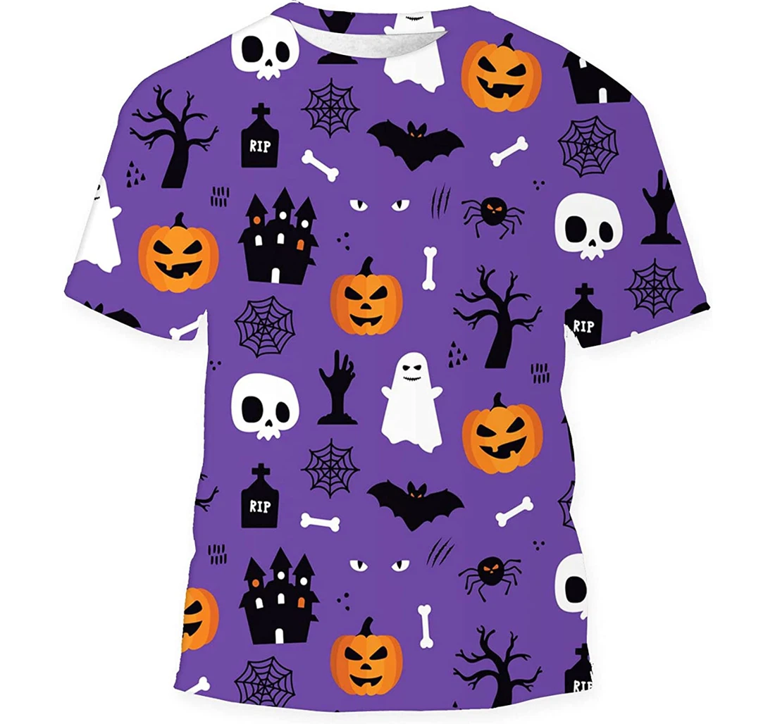 Halloween Background Design Pumpkin - 3D Printed T-shirt, Long Sleeves Shirt