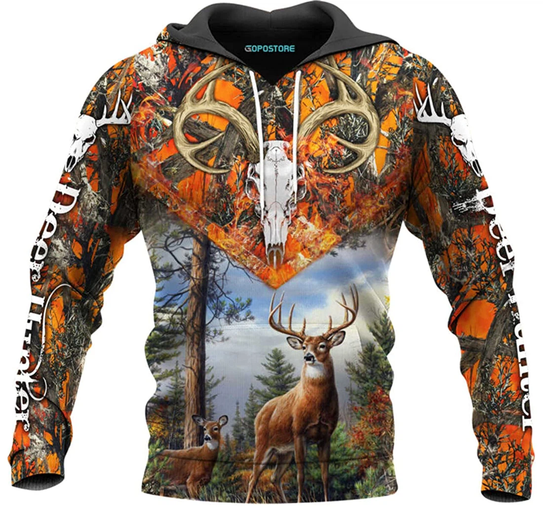 Beautiful Deer Hunting Shirts Fleece Short - 3D Printed Pullover Hoodie