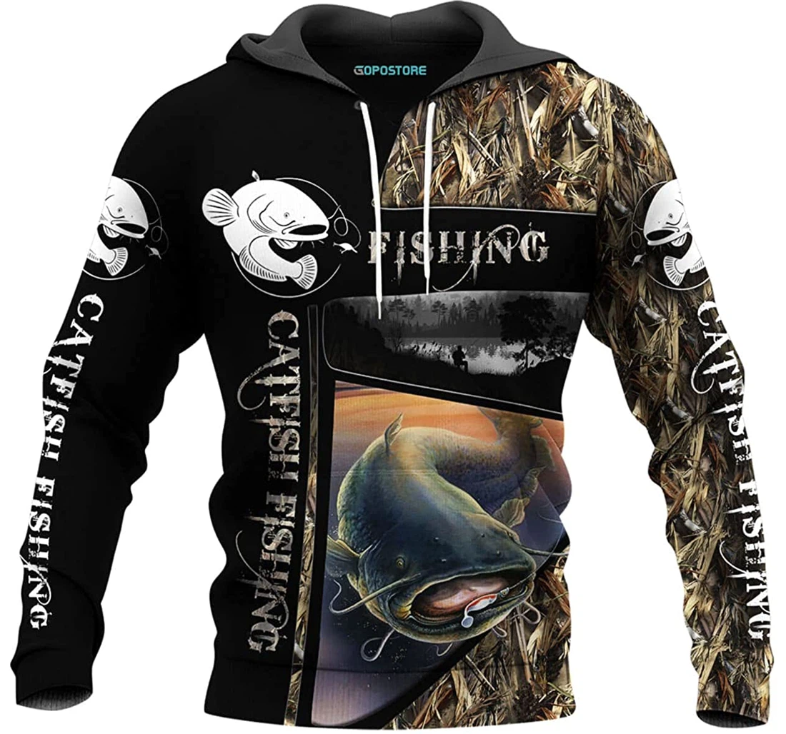 Love Catfish Fishing Shirts Fleece Short - 3D Printed Pullover Hoodie