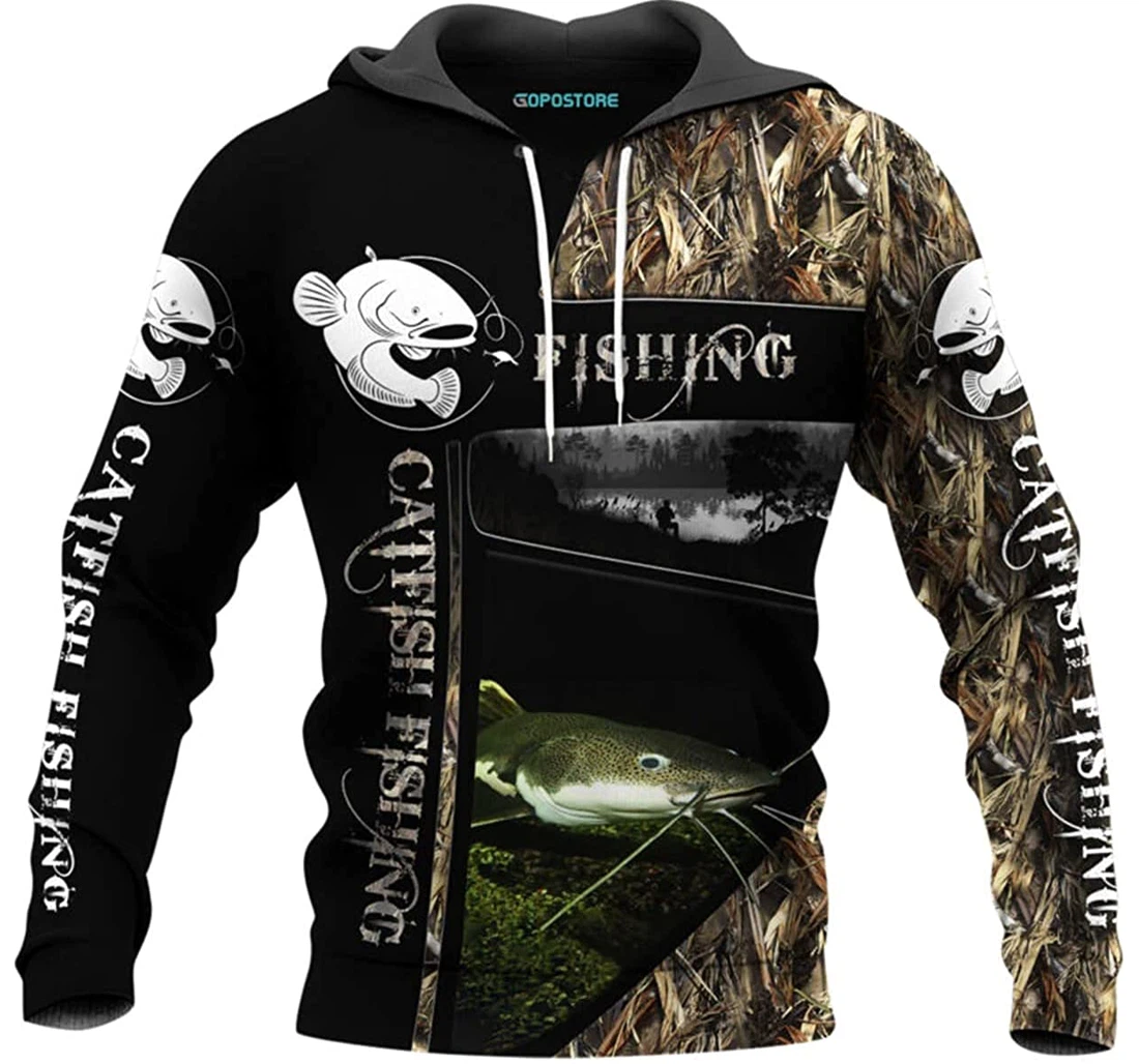 Love Catfish Fishing Shirts Fleece Short - 3D Printed Pullover Hoodie