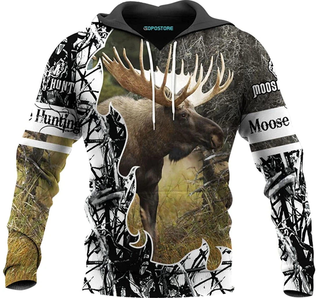 Moose Hunter Shirts Fleece Short - 3D Printed Pullover Hoodie