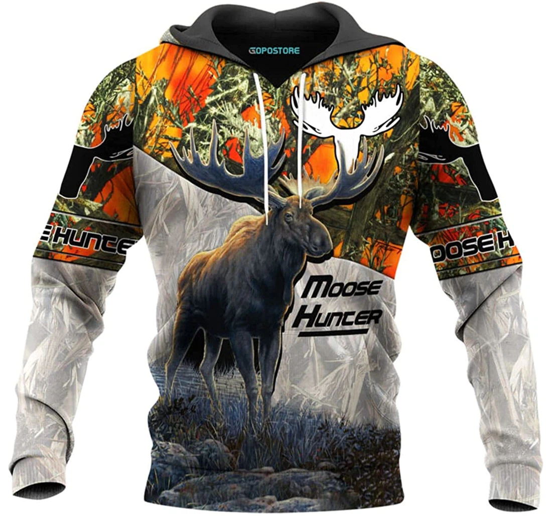 Moose Hunter Shirts Fleece Short - 3D Printed Pullover Hoodie