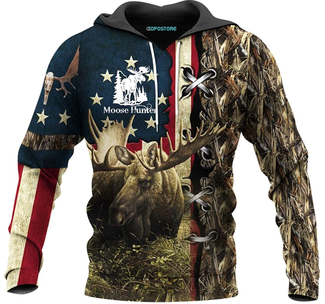 Moose Hunting Shirts Fleece Short - 3D Printed Pullover Hoodie