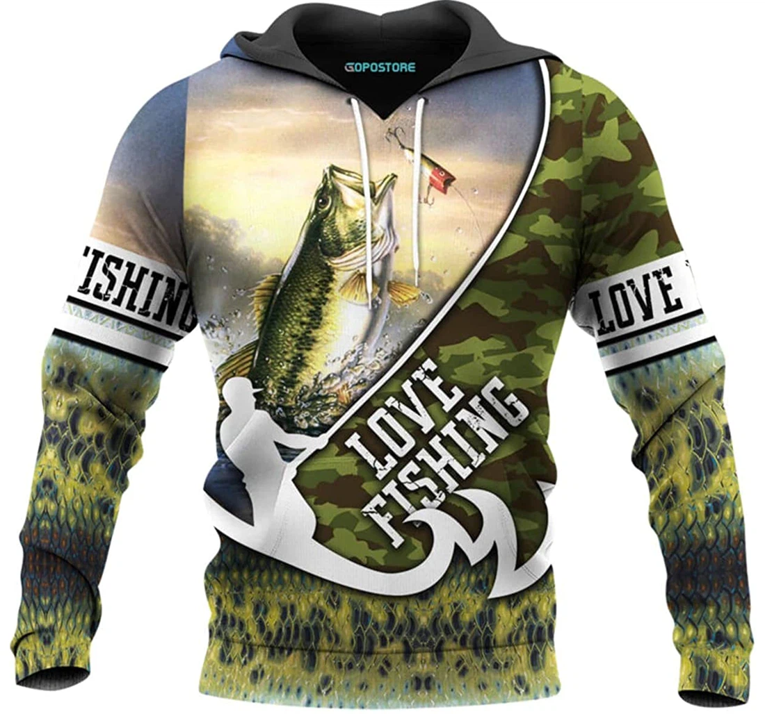 Bass Fishing Shirts Fleece Short - 3D Printed Pullover Hoodie