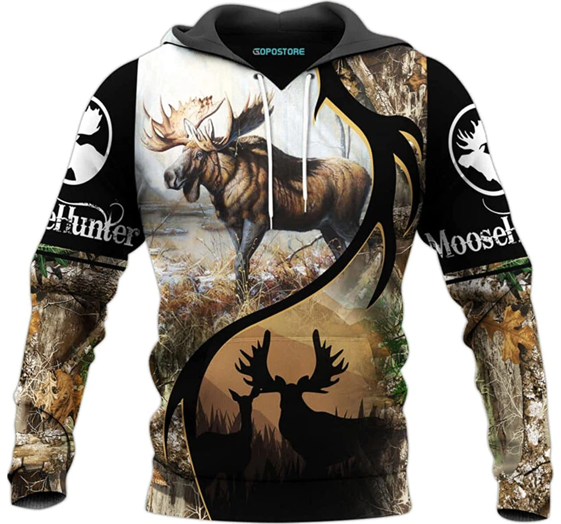 Moose Hunting Shirts Fleece Short - 3D Printed Pullover Hoodie