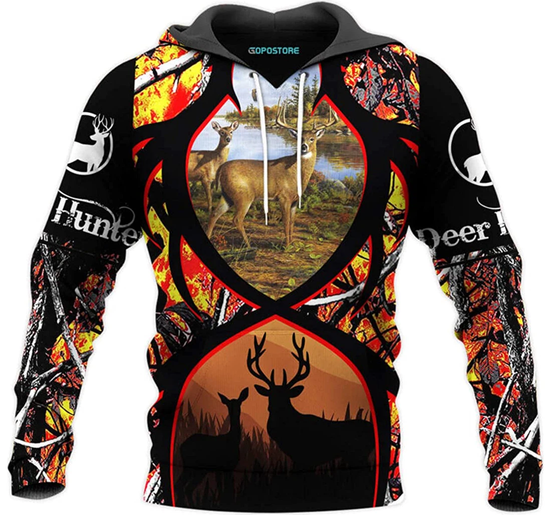 Deer Hunting Shirts Fleece Short - 3D Printed Pullover Hoodie