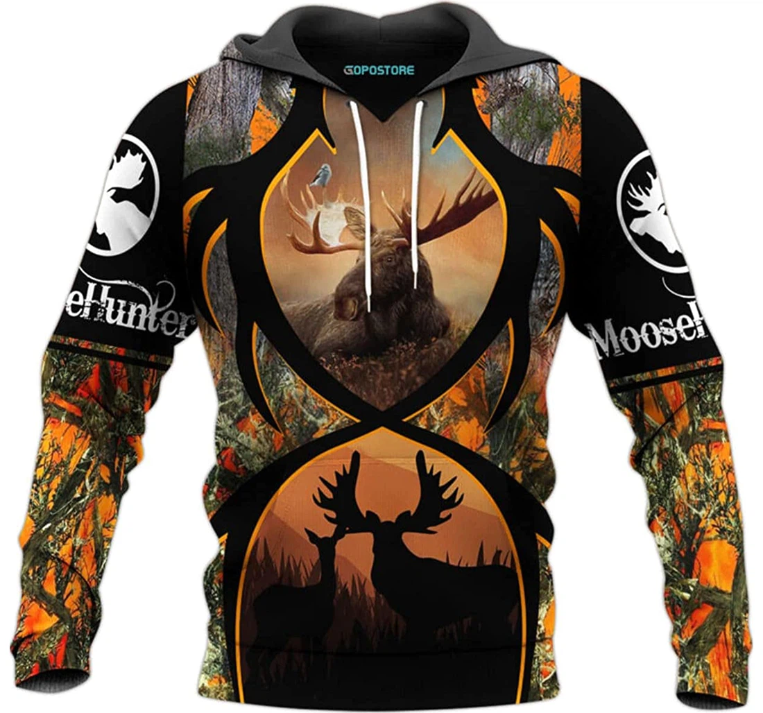 Moose Hunting Shirts Fleece Short - 3D Printed Pullover Hoodie