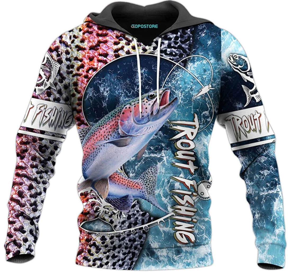 Trout Fishing Shirts Fleece Short - 3D Printed Pullover Hoodie