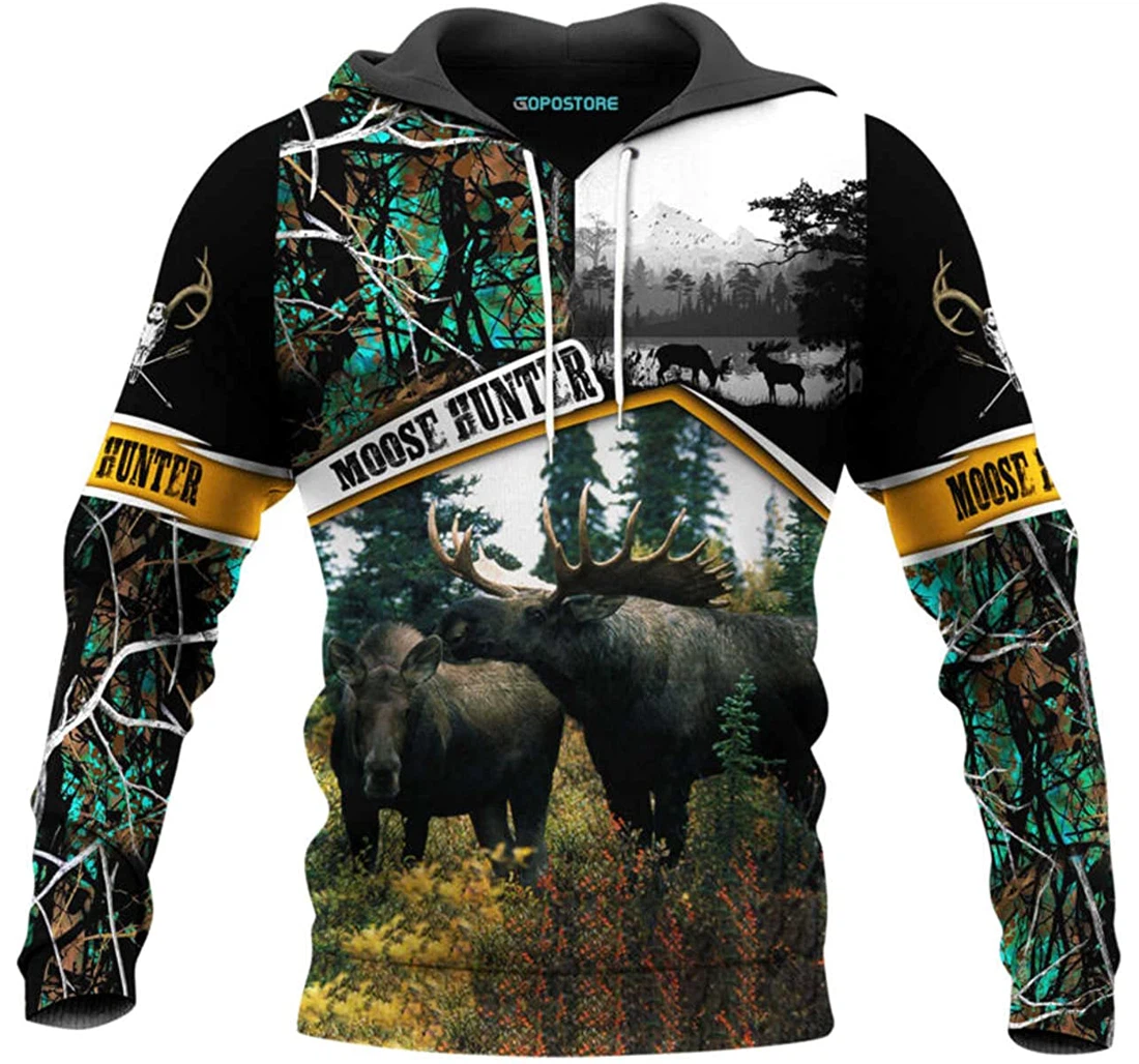 Moose Hunting Shirts Fleece Short - 3D Printed Pullover Hoodie