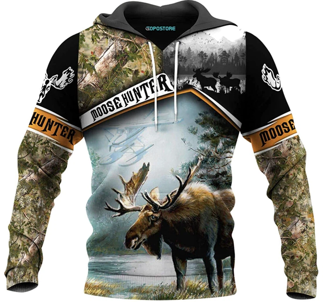 Love Moose Hunting Shirts Fleece Short - 3D Printed Pullover Hoodie