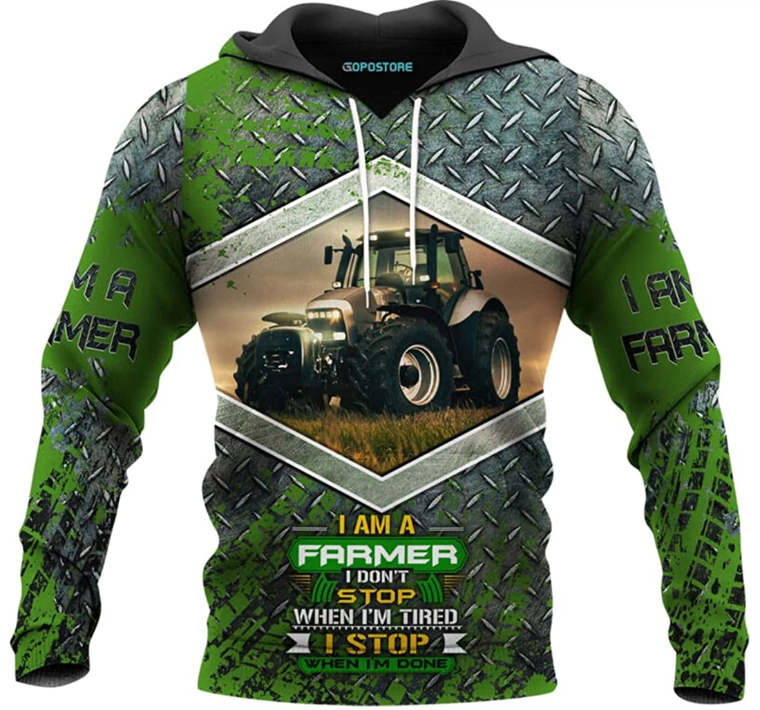 Green Tractor Farmer Shirts Fleece Short - 3D Printed Pullover Hoodie