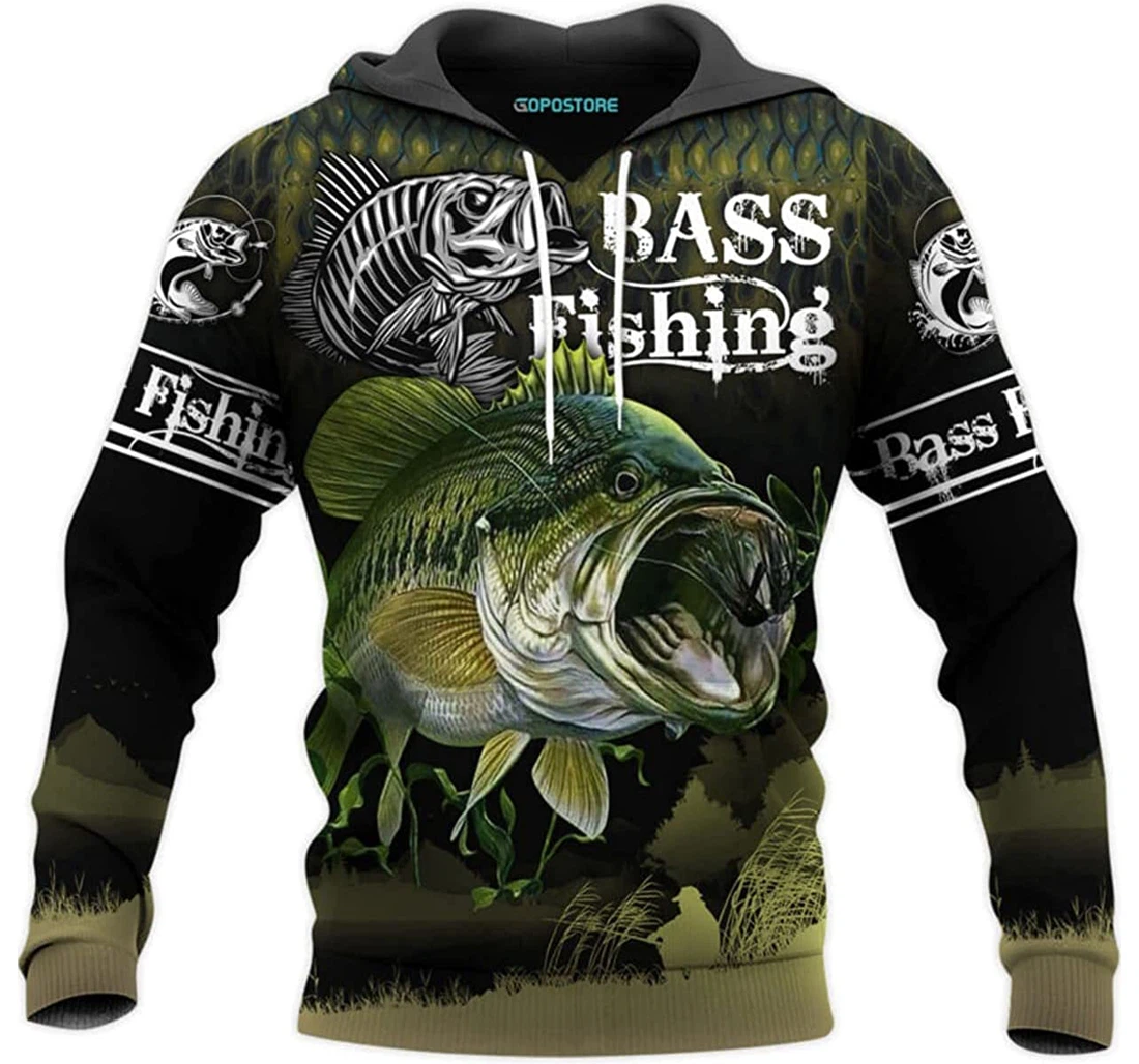 Bass Fishing Shirts Fleece Short - 3D Printed Pullover Hoodie