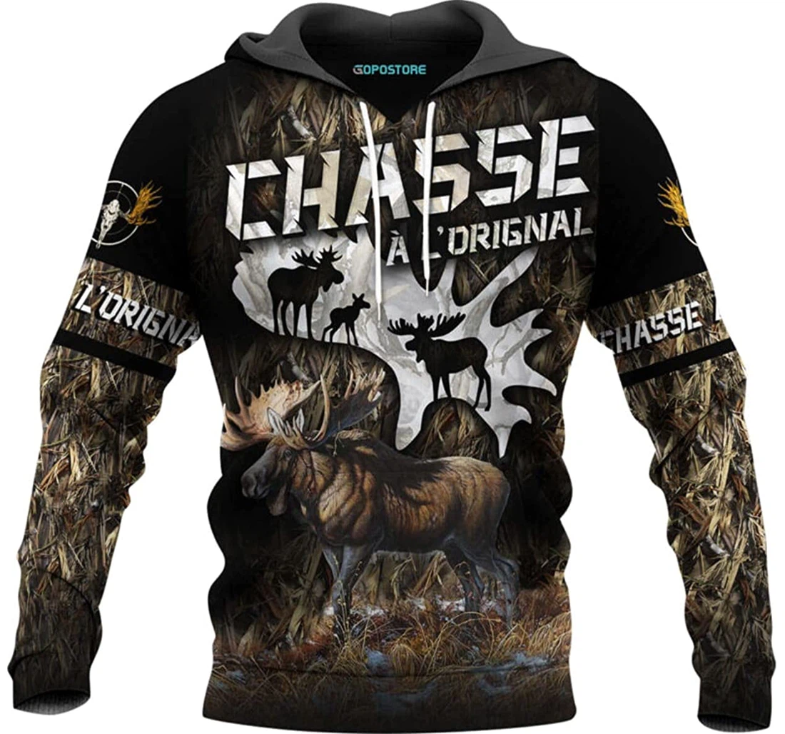 Love Moose Hunting Shirts Fleece Short - 3D Printed Pullover Hoodie