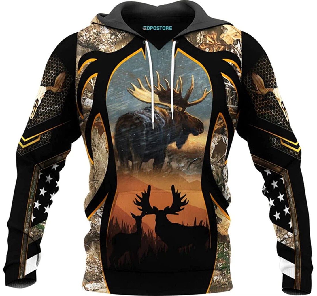 Moose Hunter Shirts Fleece Short - 3D Printed Pullover Hoodie