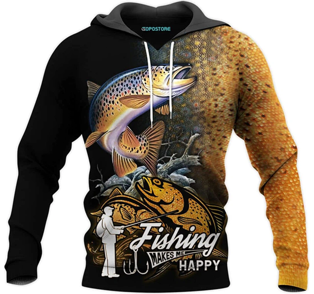 Trout Fishing Shirts Fleece Short - 3D Printed Pullover Hoodie