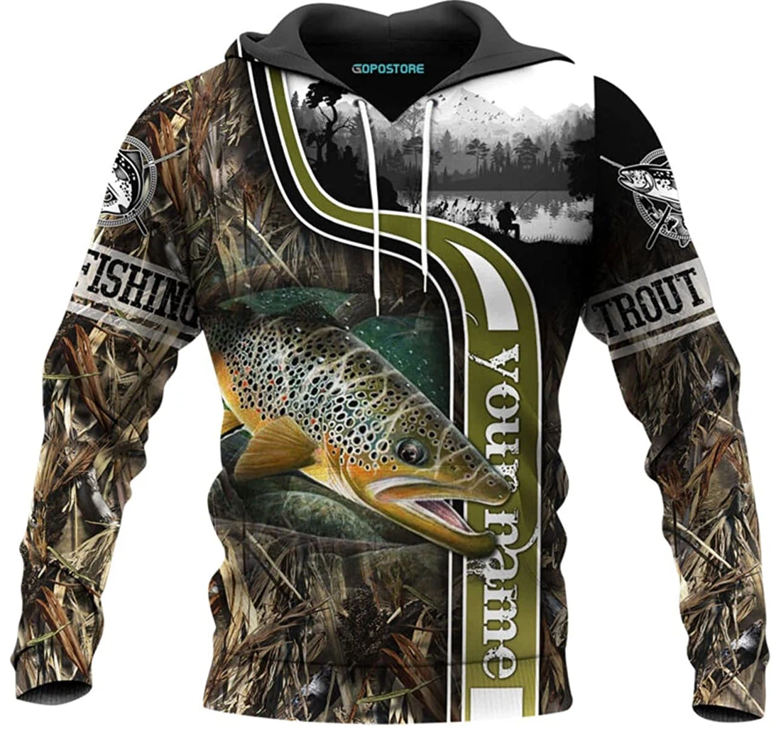 Love Trout Fishing Shirts Fleece Short - 3D Printed Pullover Hoodie