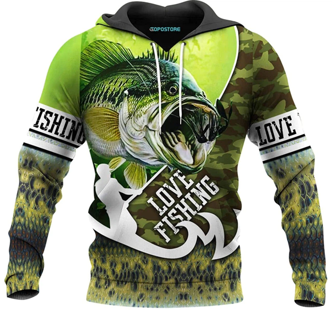 Bass Fishing Shirts Fleece Short - 3D Printed Pullover Hoodie