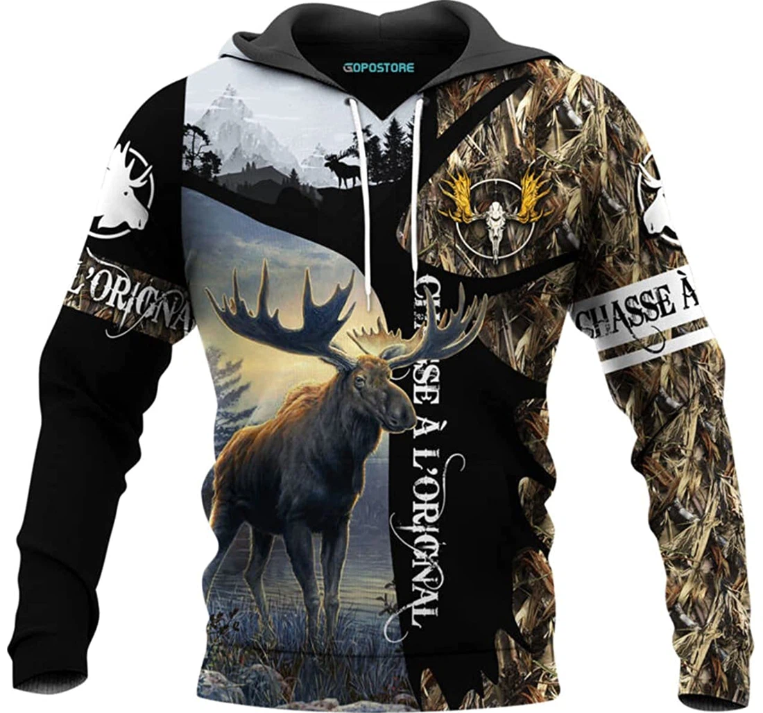 Chasse À L’orignal Shirts Fleece Short - 3D Printed Pullover Hoodie