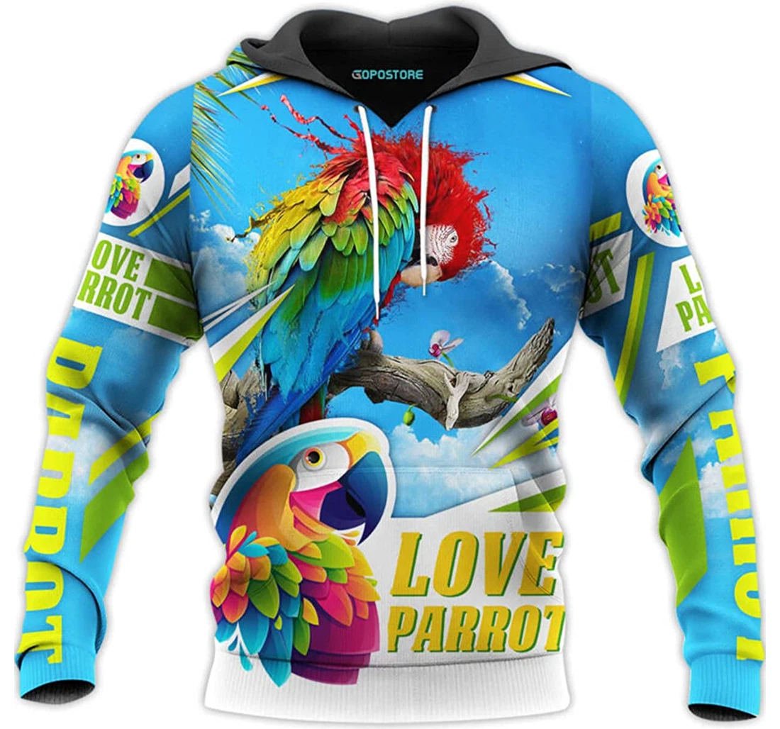 Love Parrot Shirts Fleece Short - 3D Printed Pullover Hoodie