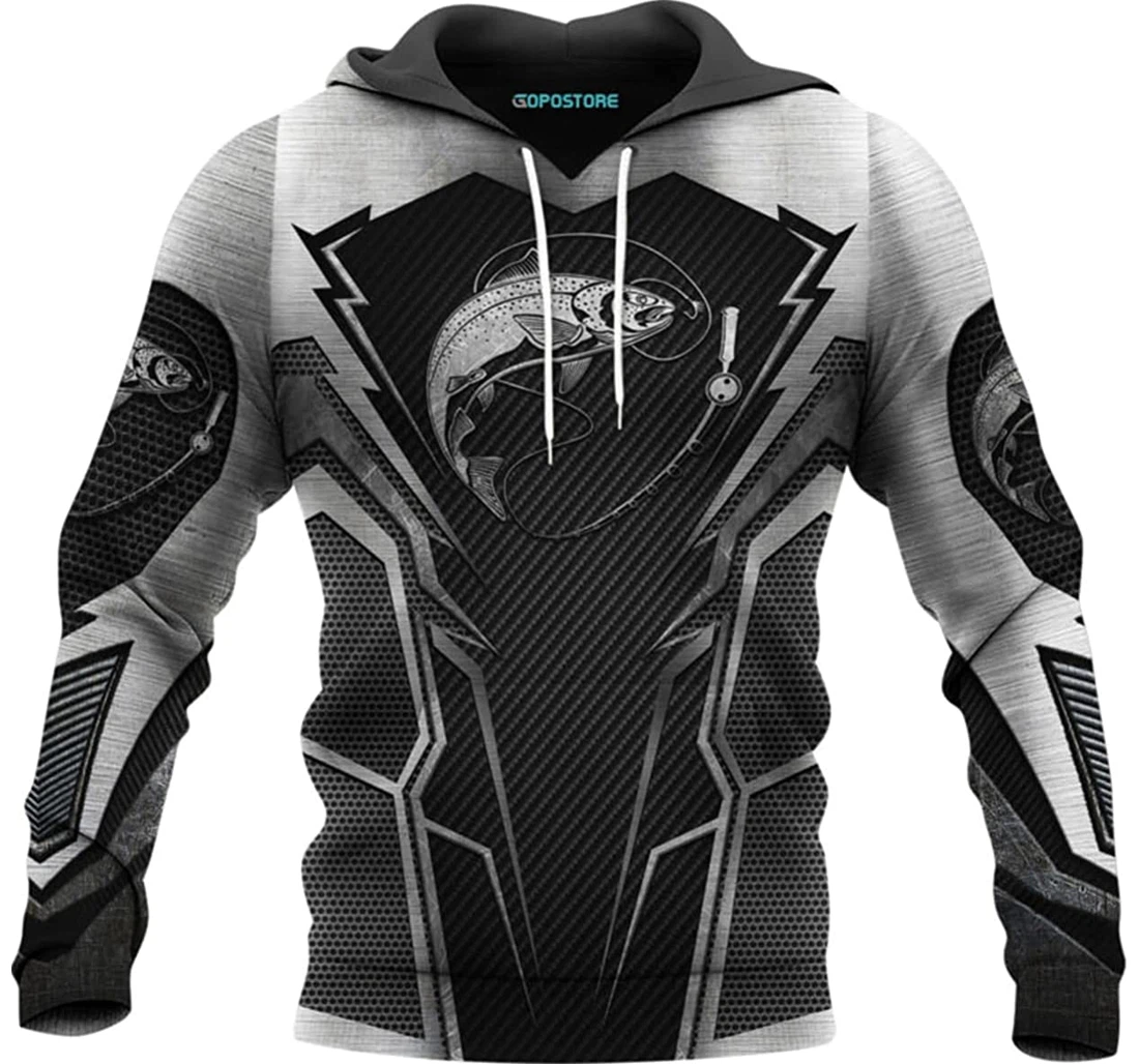 Metal Fishing Shirts Fleece Short - 3D Printed Pullover Hoodie