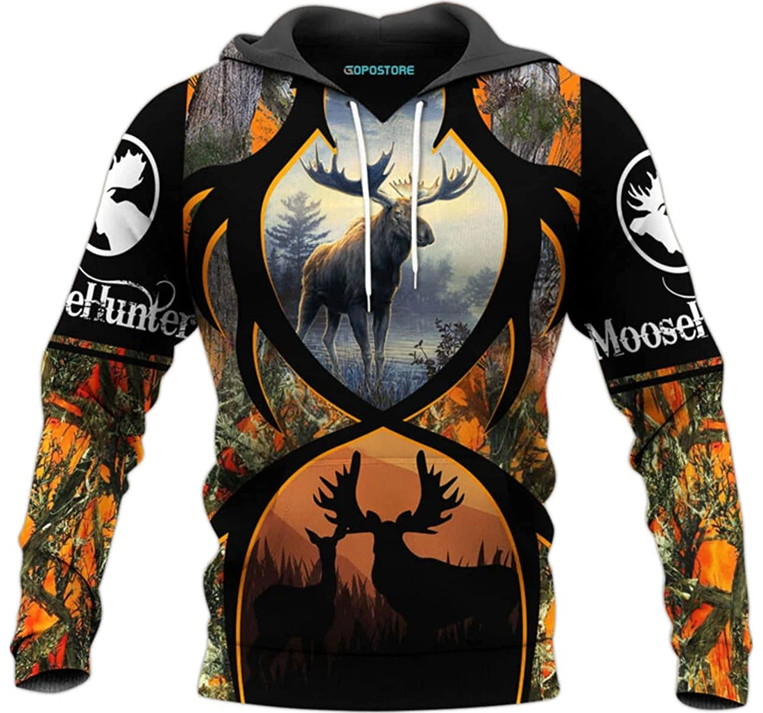 Moose Hunting Shirts Fleece Short - 3D Printed Pullover Hoodie