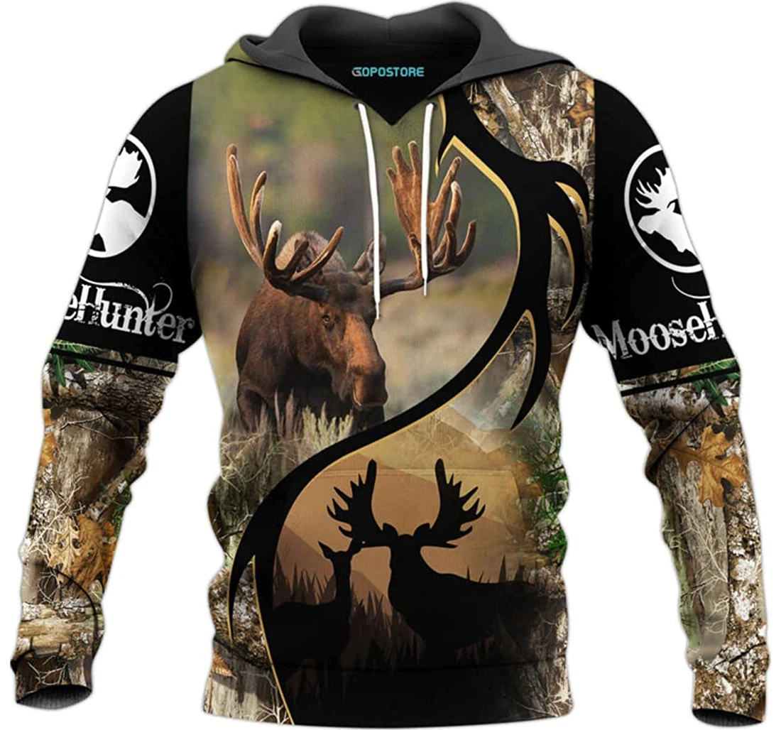 Moose Hunting Shirts Fleece Short - 3D Printed Pullover Hoodie