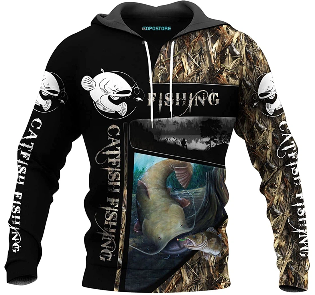 Love Catfish Fishing Shirts Fleece Short - 3D Printed Pullover Hoodie