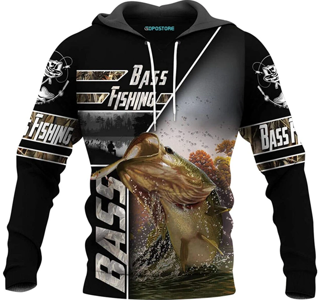 Bass Fishing Shirts Fleece Short - 3D Printed Pullover Hoodie