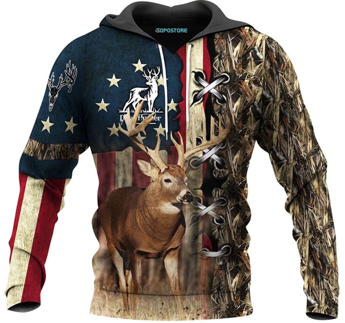 Deer Hunting Shirts Fleece Short - 3D Printed Pullover Hoodie